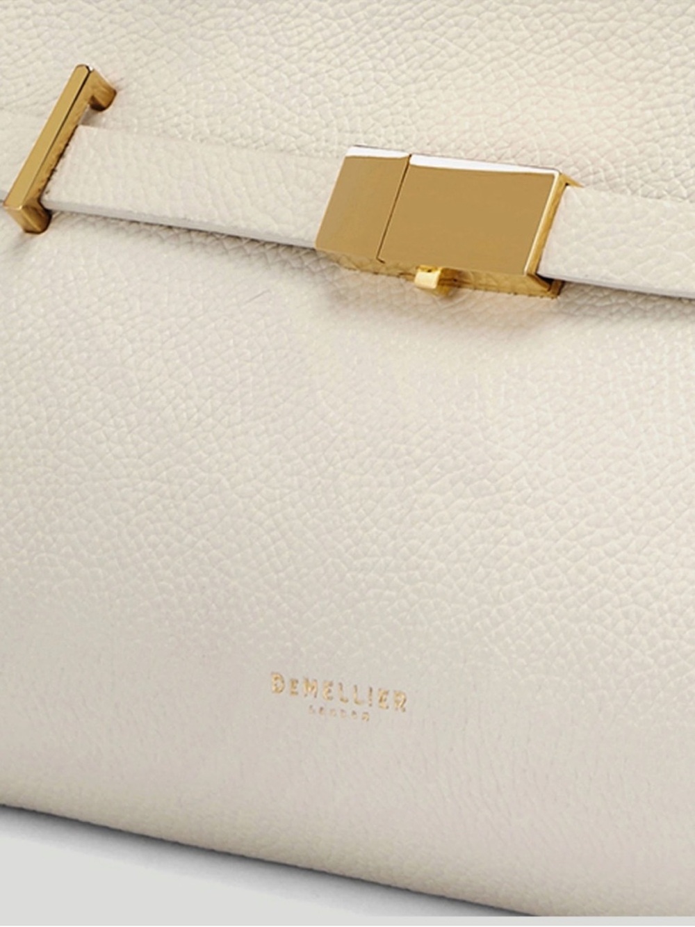 DeMellier London The New York Shoulder Bag Chalk White Grained Leather Gold NWT - Picture 4 of 15